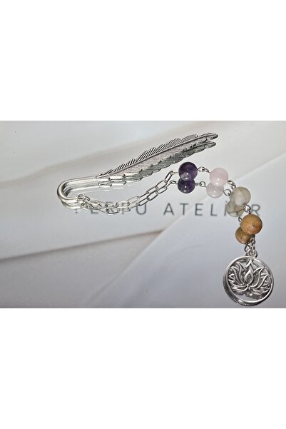 perfu atelier Doğaltaşlı Lotus Kitap Ayracı-Ametist, Pembe Kuvars, Akik&Jaspe...