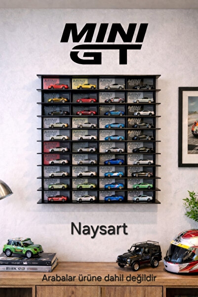 mini gt Sergileme Standı 40'lı, Duvar Rafı, Kutu ile sergileme, Siyah mdf