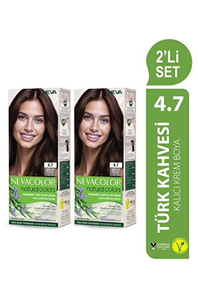 Neva Color Natural Colors 2'Lİ SET 4.7 TÜRK KAHVESİ Kalıcı Krem Saç Boyası Seti