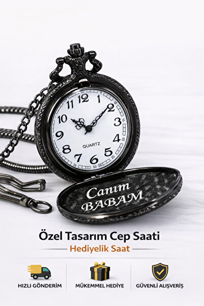 sonsuzsaat Siyah Renk Kişiselleştirilebilir Özel Yazılı Zincirli Vintage Türk...