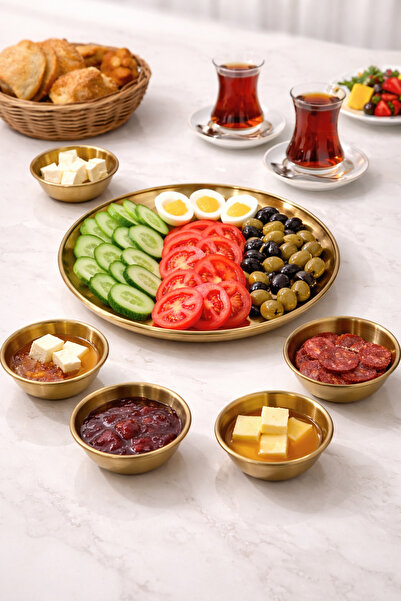 MİMOZA PARK 2 Pieces Gold 304 Stainless Steel 20 cm Food Presentation Plate