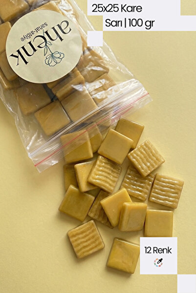 Ahenk Sanat Atölye 25x25 Sanatsal Kare Cam Mozaik Taşı (100 gr)