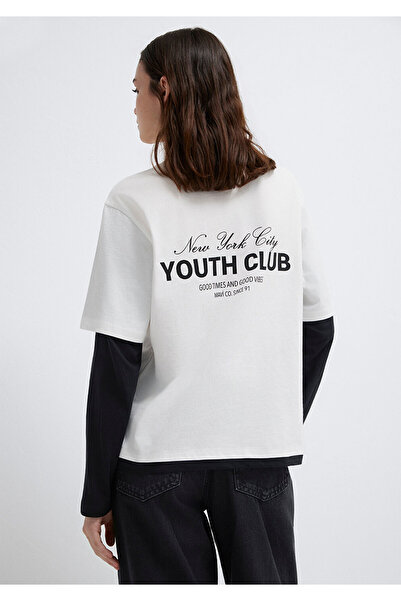 Mavi Crew Neck Back Printed White T-Shirt Regular Fit / Normal Cut 1613766-70057