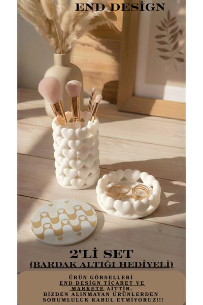 END Design Σετ Οργάνωσης με Θέμα Καρδιά |   Θήκη για πινέλα μακιγιάζ & οργανω...