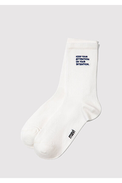 Mavi Slogan Embroidered White Socks 1913921-620