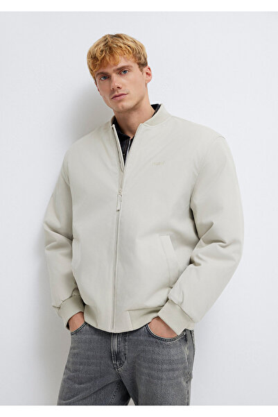 Mavi Logo Embroidered Gray Bomber Jacket 0110774-70144