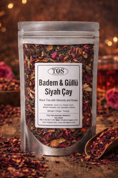 TOS The Organic Spices شاي اللوز الأسود والورد - 100 جم (1. الجودة) شاي اللوز...