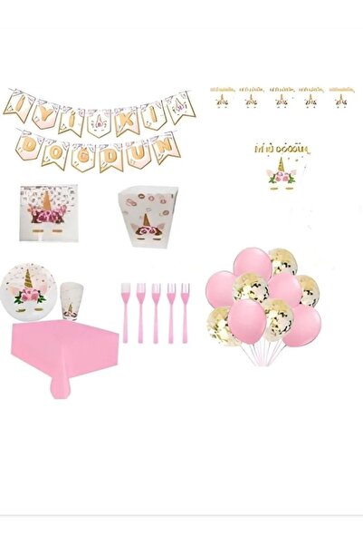 DÜVENCİ TİCARET Çiçekli Unicorn Unicorn Set 8 Kişilik