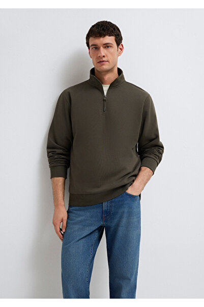 Mavi Half-Zip Khaki Basic Sweatshirt 0S10278-71553