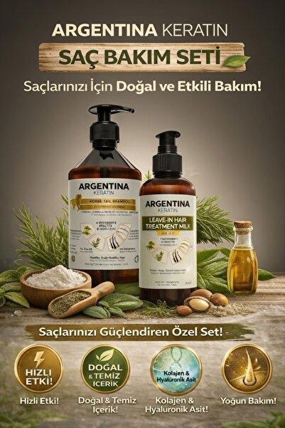 ARGENTİNA KERATİN Keratin & Dökülme Önleyici At Kuyruğu Şampuan 500 ml. ve Du...
