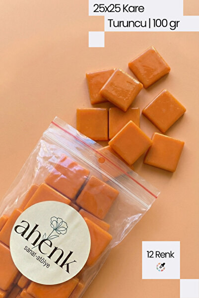 Ahenk Sanat Atölye 25x25 Sanatsal Kare Cam Mozaik Taşı (100 gr)