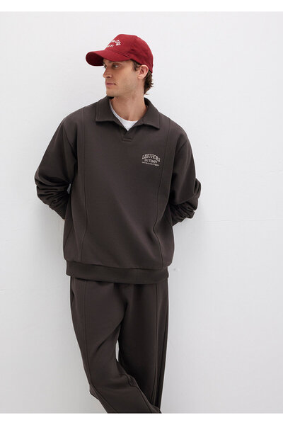 Mavi Polo Yaka Kahverengi Sweatshirt 0S10479-70219
