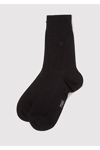 Mavi Mühür Logo Printed Black Socks 0911965-900