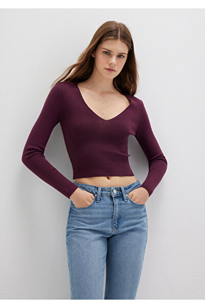 Mavi V-подібний виріз бордовий казек Crop / Короткий крій 1710122-87830