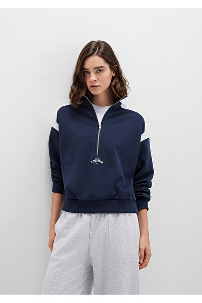 Mavi Yarı Fermuarlı Lacivert Sweatshirt 1S10360-32184