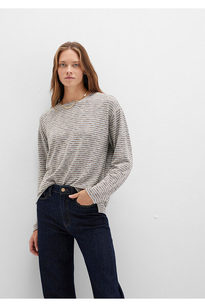 Mavi Bisiklet Yaka Çizgili T-Shirt Regular Fit / Normal Kesim 1613600-91236