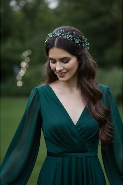 ASİMEL TASARIM Αξεσουάρ μαλλιών σε πράσινο χρώμα με σχέδιο μαργαρίτας