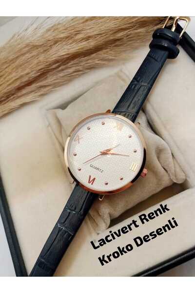 Brality تصميم دائري بأرقام على الطراز القديم - حزام بلون أزرق داكن (KROKO) - ...