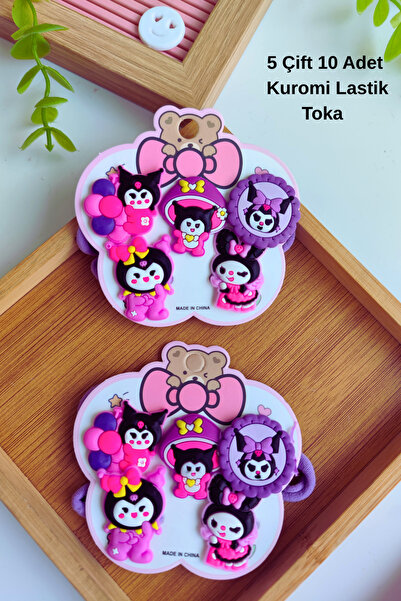 Nisankids Комплект гумени ластици за коса Kuromi Girls (2 карти - 10 гумени л...