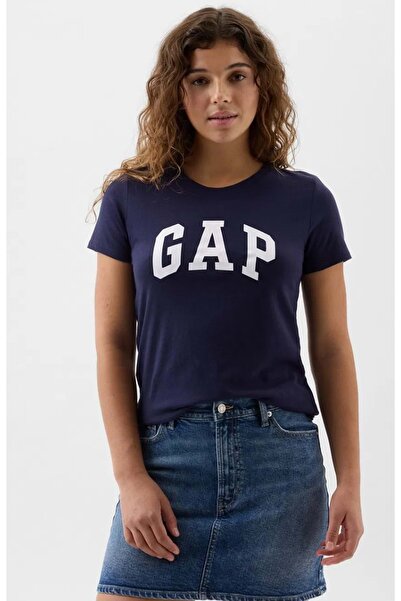GAP Logo T-Shirt 729555 V-Gap Ss Clsc Tee Women's T-Shirt Dark Blue