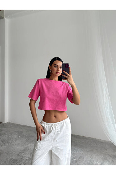 mydukkan.co Πλενόμενο Επενδυμένο Crop Basic - Ροζ