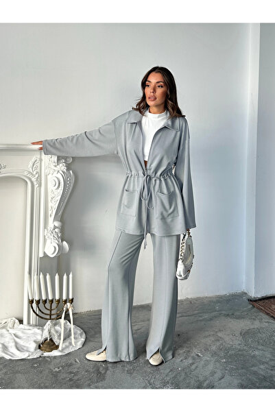 mydukkan.co طقم مودال مزدوج مع أربطة - رمادي