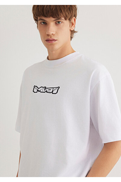 Mavi MV91 Λευκό T-Shirt με Κέντημα Λεπτομέρεια Boxy Fit 0612576 -620