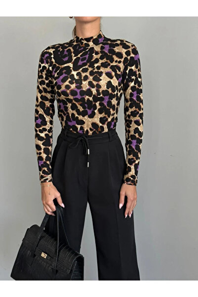mydukkan.co Μπλούζα με σχέδια Fisherman MOR LEOPARD - Μωβ