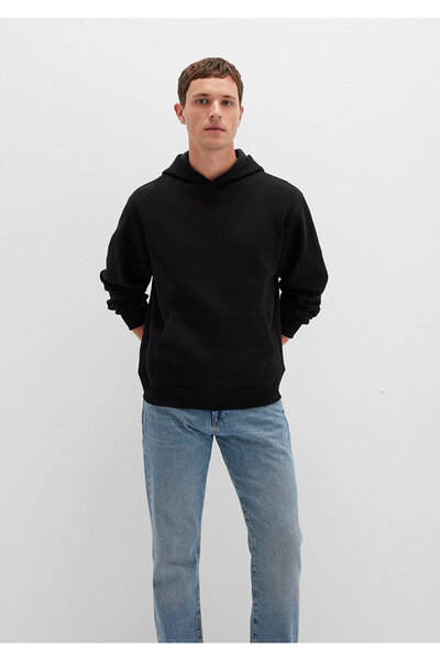 Mavi Schwarzes Basic-Sweatshirt mit Kapuze 0s10275-900