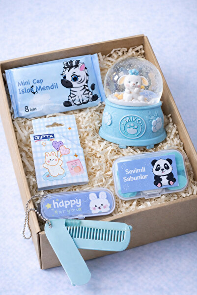 matheon مجموعة كاواي زرقاء لطيفة |   كوب أرنب 400 مل، كرة ثلجية، مناديل مبللة...