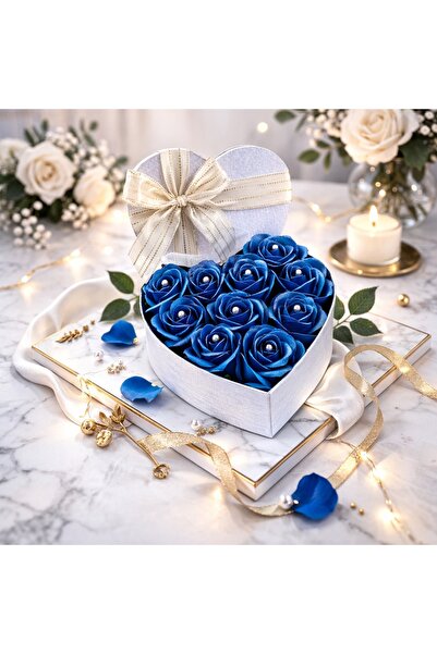 velve Aranjament floral Intimissimo cu 10 trandafiri de săpun, Albastru Inchis