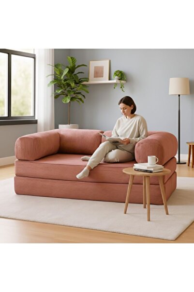 Puftic Safir Modern Tasarım, Çizgili Kadife Kumaş, Tamamen Sünger Koltuk, Kan...