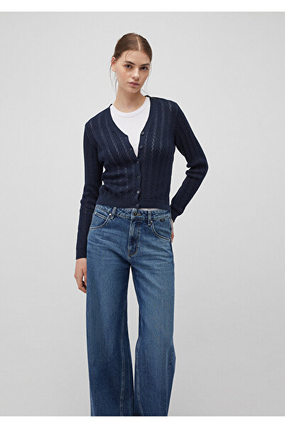 Mavi Düğmeli Lacivert Hırka Fitted / Vücuda Oturan Kesim 1710488-86623