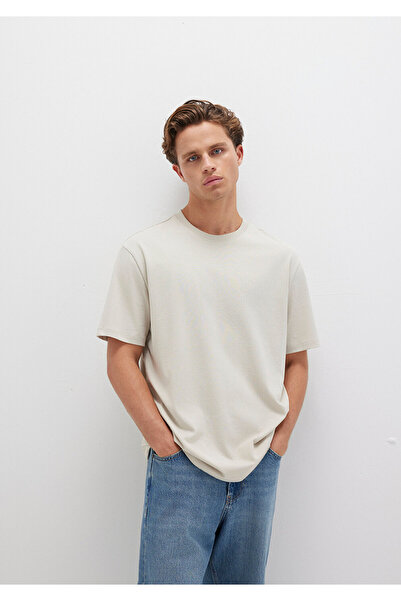 Mavi Bej Basic Tişört Loose Fit / Bol Rahat Kesim 066249-70144