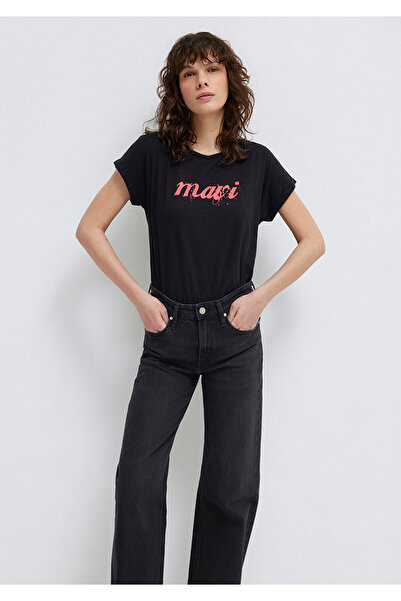 Mavi Tištěné černé tričko Slim Fit / Slim Fit 166422-900