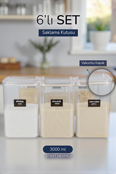 naturelove علبة تخزين مفرغة من الهواء مكونة من 6 قطع مع أغطية وعلامات لتصنيف ...