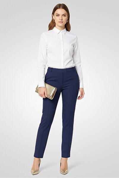 Lacoste Women Regular Fit Solid Straight Leg Pants, Navy