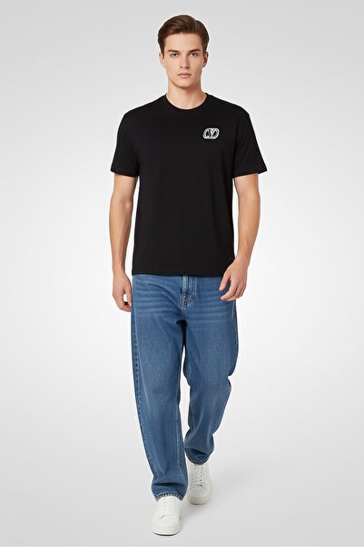 Valentino Men Crew Neck Short Sleeve Embroidered Logo T-Shirt, Black