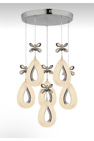 Marsel Lighting YAGMUR Model 6'lı Krom 3 Renk Modu Ledli Kristal Taşlı Modern...