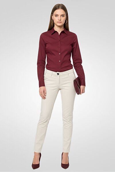 Scuderia Ferrari Women Slim Fit Solid Stretchable Chino Pants, Light Stone