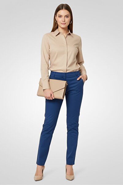 Lacoste Women Regular Fit Solid Chino Pants, Navy