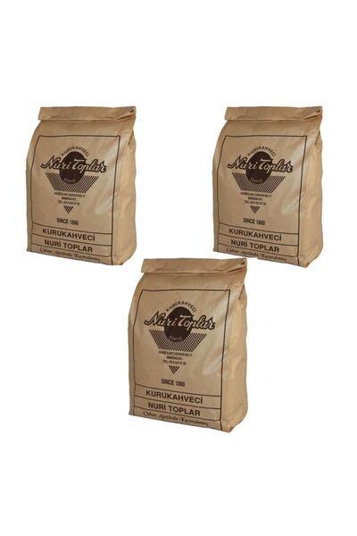 Nuri Toplar كوروكاهفيسي قهوة تركية مطحونة يوميًا 100 جرام3 عبوات (ملعقة خشبية...