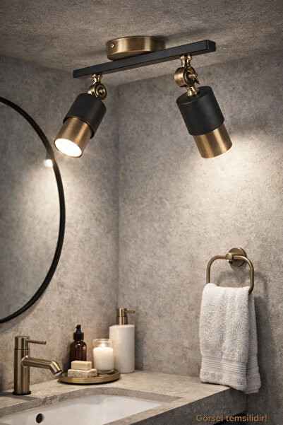 Bozyaka Aydınlatma Lotus 2'li Dekoratif Eskitme Kaplama & Siyah Tavan Avize (...