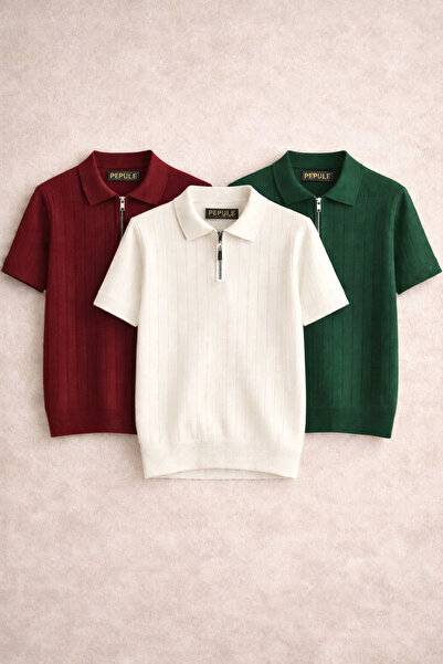 oneoff Tricou bărbătesc cu guler polo și fermoar, set de 3 piese