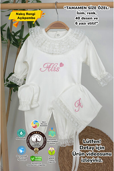 gros shop Yeni Doğan Danteli 3'lü Hastane Çıkış Tulum Seti - Mevlüt Seti (KİŞ...