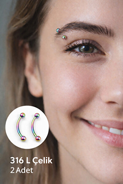 Mu Minamu Kavisli Kaş Piercing 316L Çelik – 2’li Set Çift Toplu Lob Kıkırdak ...