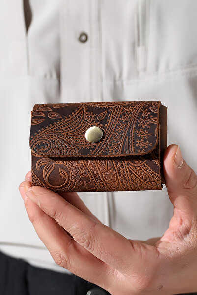 TeriArte Hakiki Deri Avuçiçi Kartlık, Gerçek Deri Minimal Kartlık, Tek Çıtçıt...