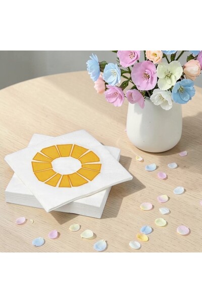 IKEA Bröggan Desenli Peçete Beyaz-Sarı 33x33 Cm 30 Adet 50570776