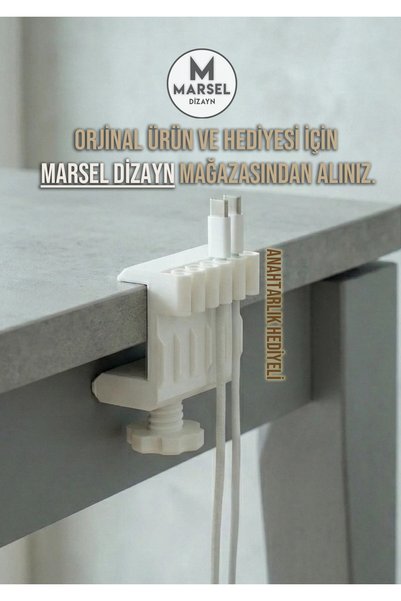 Modern Ayarlanabilir Masa Kenarı Kablo Düzenleyici (Beyaz) -Masanızdaki Kablo Kaosuna Şık Bir Çözüm