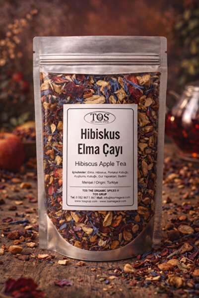 TOS The Organic Spices شاي الكركديه والتفاح - 250 جم، الأول شاي الكركديه عالي...